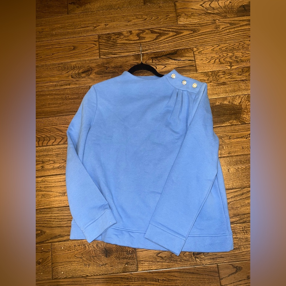 TALBOTS NWT JEWEL BUTTON SHOULDER SWEATSHIRT